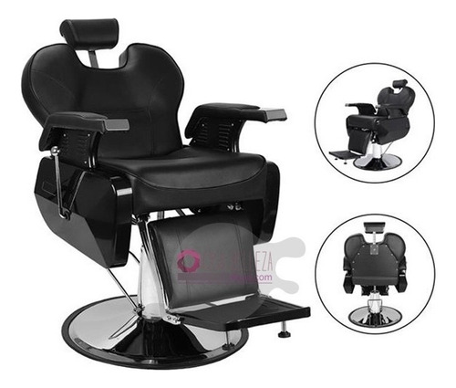 Sillon Barbero Negro Peluqueria Profesionar Hb-a101 Forma De La Base Redonda Tipo De Respaldo Reclinable