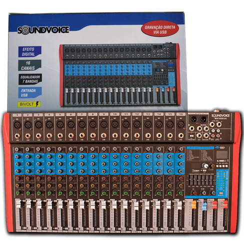 Imagem 2 de 8 de Mesa Som 16 Canais Analógica Efeito Usb Equalizador Ms162eux