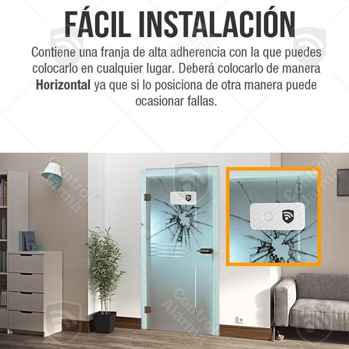 Imagen 6 de 9 de Sensor Vibracion Ventanas Paredes Muro Sistema Alarmas Para Casa Impacto Ruptura De Vidrios Negocio