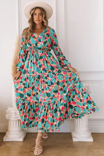 Maxi Verde Multicolor Floreado Casual Largo Fiesta