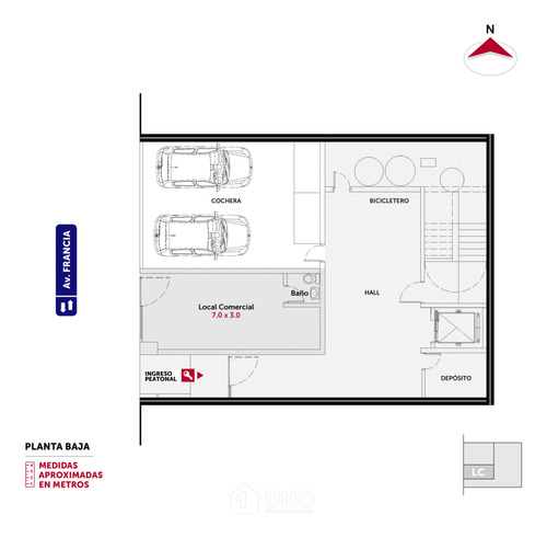 Av. Francia Y Córdoba - Amplio Dpto De 1 Dormitorio Externo.