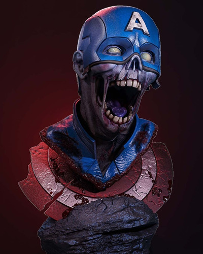 Archivo Stl Impresión 3d - Captain America Zombie Bust