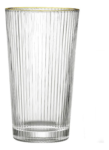 Vaso 250 Ml Con Textura Líneas Borde Dorado Set X 6