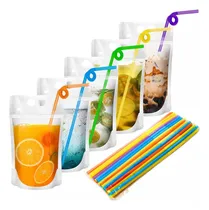 Comprar . 50 Bolsas Selladas Desechables De Bebidas Y Popotes