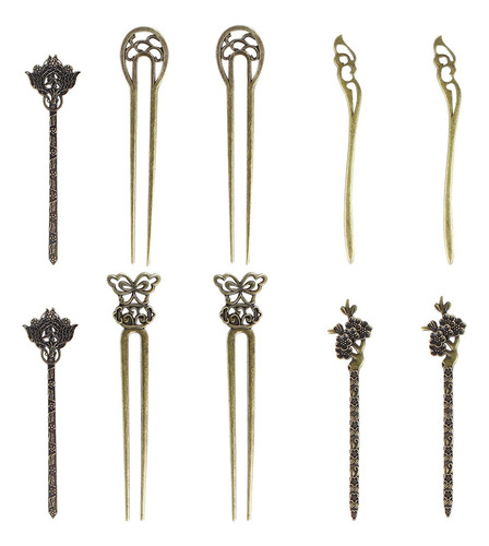 10 Piezas Vintage Hair Stick Palillo De Pelo Retro Tenedor D