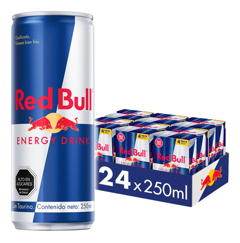 Imagen 1 de 6 de Bebida Energetica Red Bull Regular Edition 24 Latas De 250ml