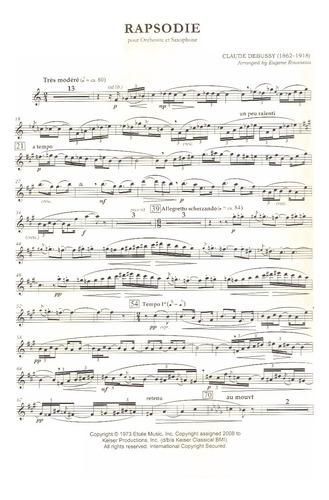 C. Debussy: Rapsodie - Arranged For Alto Saxophone And Piano