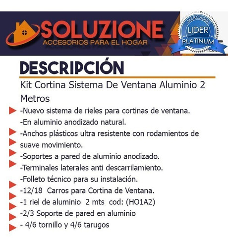 Imagen 3 de 10 de Kit Cortina Sistema De Ventana Aluminio 2 Metros Oferta !!!