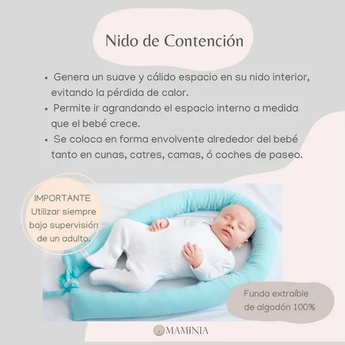 Nido de algodón extraíble para cama de bebé, cuna con almohada