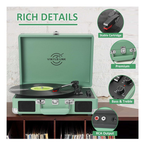 Reproductor De Discos De Vinilo Con Altavoces Incorporados &
