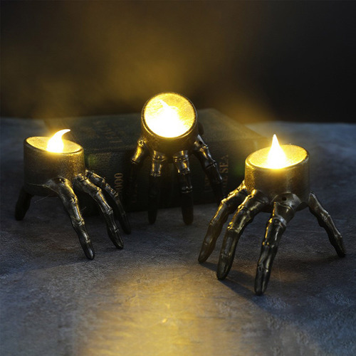 Vela De Mano S Halloween Spooky Skeleton, Lámpara Sin Llama,