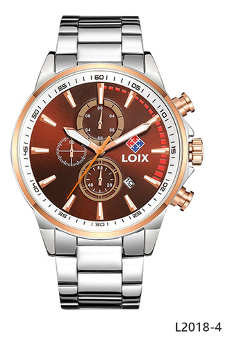 Reloj Hombre Loix® L2018-4 Plateado Con Tablero Café