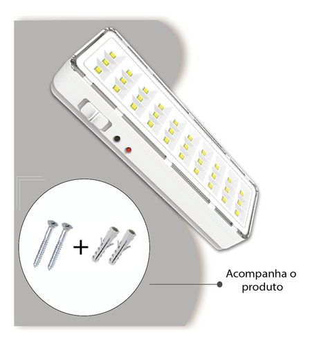 3 Luminária Emergência Lâmpada 30 Leds Recarregável Bivolt