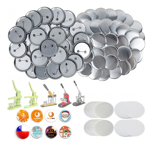 100 Botones 25mm Chapita Alfiler Metal Filimina Insumo / Uss