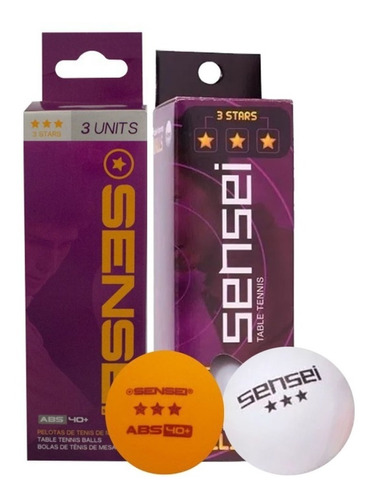 Pelota Ping Pong Sensei 3 Star - Pack 3 Unidades