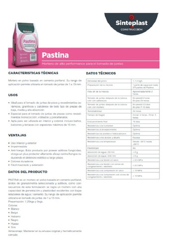 Imagen 2 de 4 de Pastina En Polvo Sinteplast X 1,25kg Colores