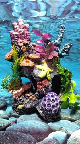 Imagem 1 de 5 de Enfeite Aquário Coral Rocha Pico Toca - Decoração E Plantas