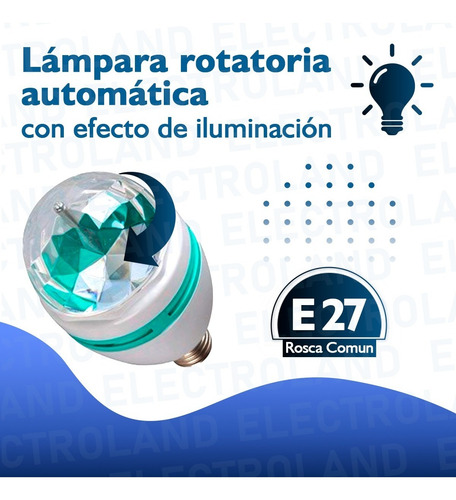 Imagen 3 de 10 de Lampara Led 220v Color Rgb Giratoria Luces Efectos Fiestas