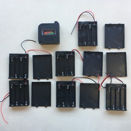 6 Unidades Suportes 4 Slots Bateria Aaa + Voltímetro Ref.070