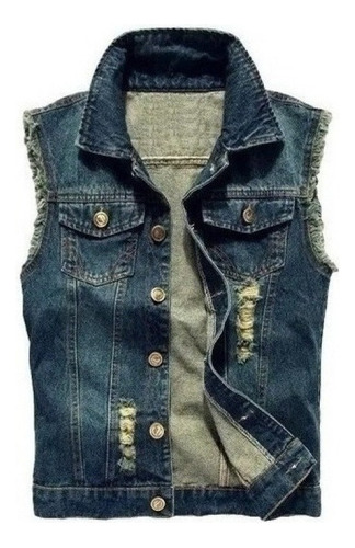 Gift Men's Fashion Slim Torn Design Denim Vests