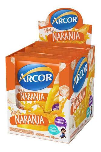 Jugo En Polvo Arcor Sabor Naranja X 18 Unidades