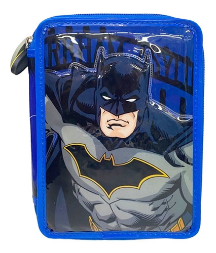 Cartuchera Pvc Batman 2 Pisos Con Utiles Escolares Pr