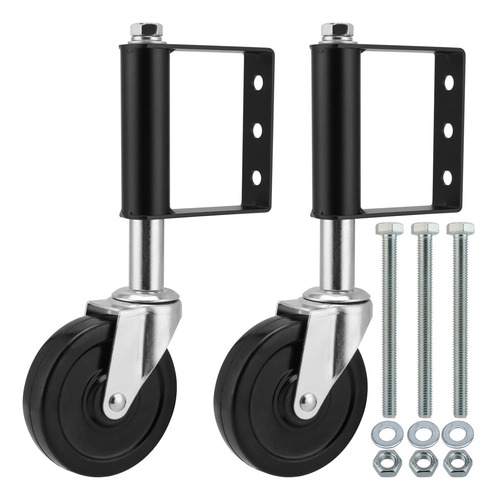 Jeuihau Paquete De 2 Ruedas De Puerta Con Resorte De 4 Pulgadas, Ruedas De Puerta Resistentes Con Placa De Montaje Universal, Rueda De Puerta Con Resorte Para Puerta De Madera O Valla De Metal