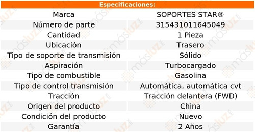 1) Soporte Transmisión Tras A4 2.0l 4 Cil Turbo 09/16
