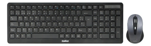 Kit Teclado Mouse Inalambrico Taika Tk-kwc1000 Español Slim Color Del Mouse Gris Color Del Teclado Negro