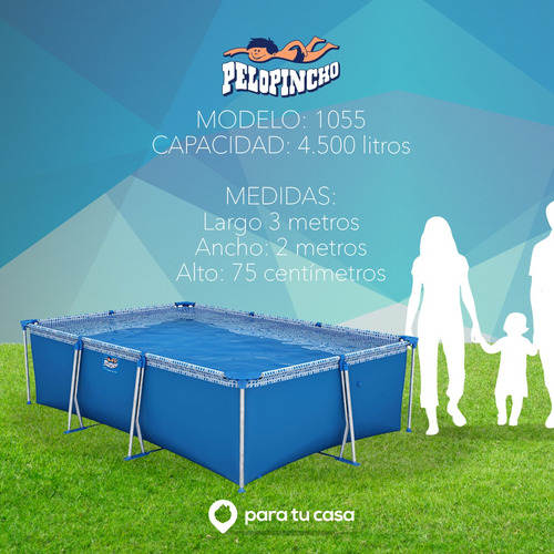 Pileta Pelopincho 4500 Lt + Base Y Cubre Pileta + Bomba