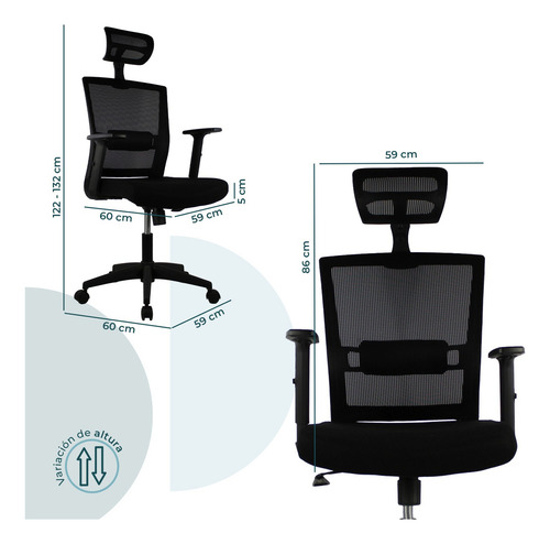 Silla Ejecutiva Mundo In Jm-318 Respaldo Tipo Mesh Cabecera Color Negro