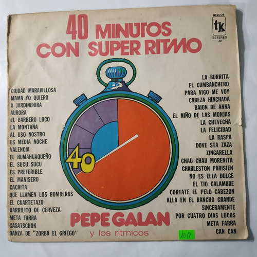 Música Disco Vinilo,40 Minutos Con Super Ritmo Pepe Galan (Usado)