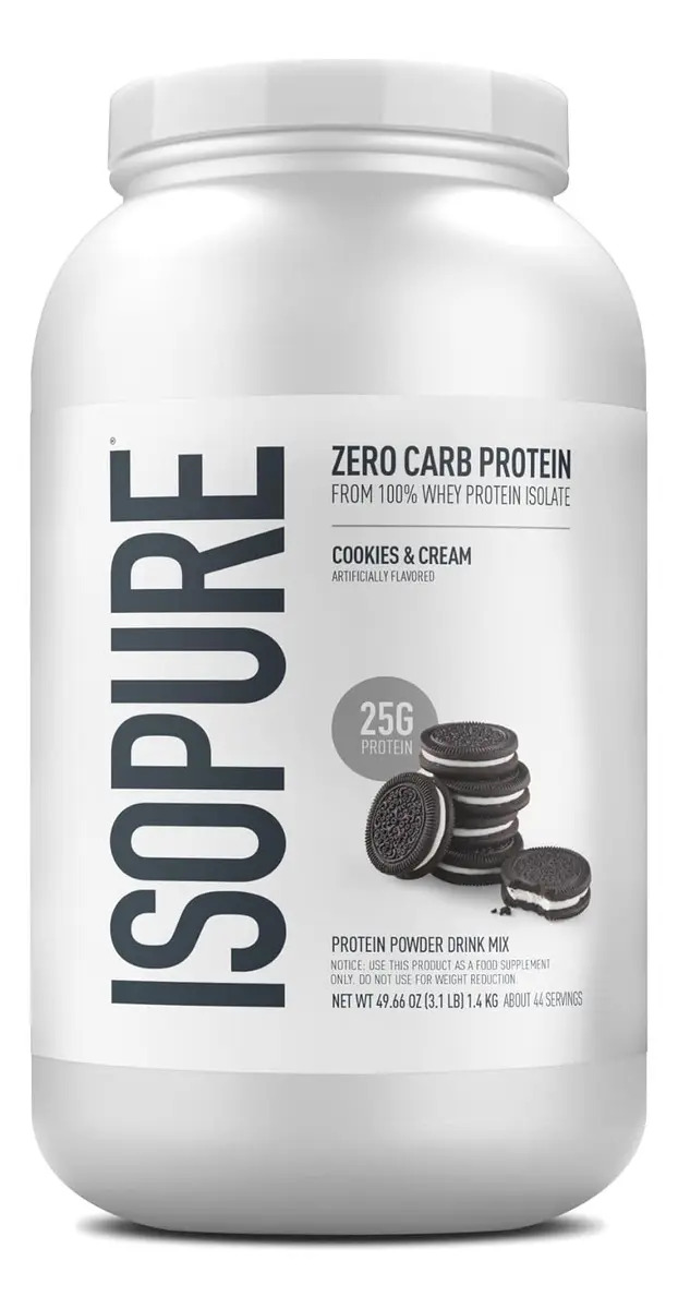 Isopure Zero Carb proteína en polvo 3Lb sabor Galletas con Crema, 43 porciones, libre de gluten