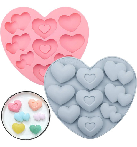 Molde Silicona 9 Cavidades Corazones - Repostería Chocolates Sorpresa