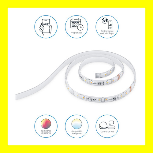 Imagen 4 de 9 de Wiz Cinta Led Extensión Inteligente Color 1mt 11w Wi-fi