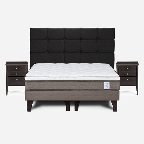 Cama New Style 6 De 2 Plazas Bn Con Muebles Issey Grafito