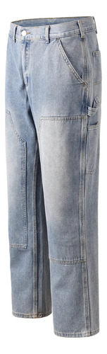 Vaqueros Azules Retro De Pierna Recta Para Hombre - Street S