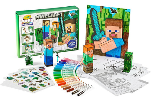 Set De Arte 3d Crayola Minecraft Para Colorear Y Jugar