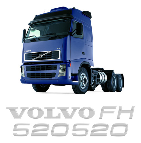Kit Adesivo Emblema Caminhão Volvo Fh 520 Resinado Fh12