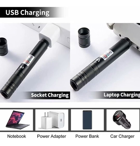 Green Laser Pointer Linterna De Alta Potencia Recargable Usb