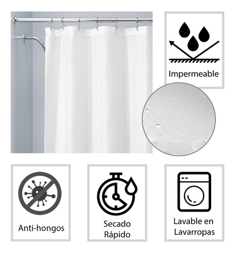 Cortina Para Baño Ducha 180x180 Blanca Tela Teflon 82045