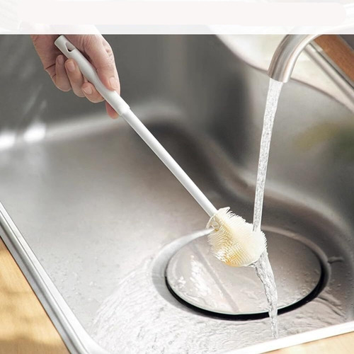Cepillo De Silicona Para Botellas Con Mango Largo