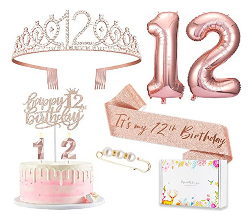 8 Decoraciones De Cumpleaños Número 12 Para Niñas, Incluye A