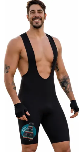 Bermuda Ciclismo Bretelle Pro Forro Com Gel Masculino