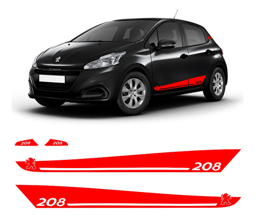 Faixa Peugeot 208 Sport 2014/2020 Adesivo Vermelho Genérico