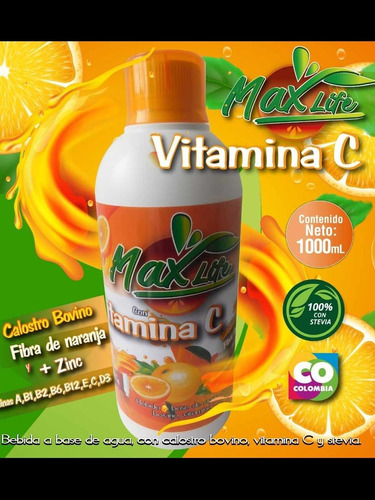 Vitamina C + Zinc Liquida, Fibra De Naran - L a $40