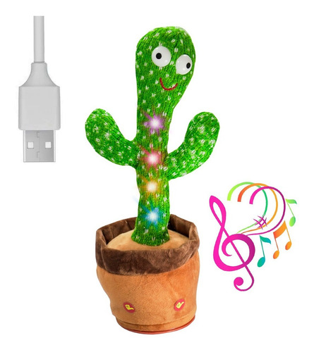 Imagen 2 de 9 de Juguete Cactus Luminoso Baila Canta Y Repite Voz Tik Tok Pel