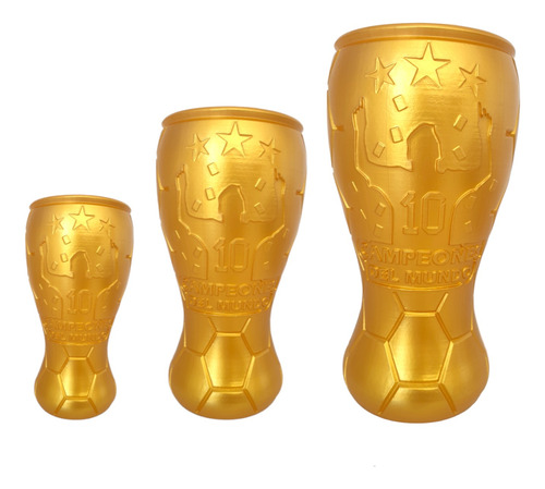 Vasos Mundial X35u. 500ml Campeones Del Mundo! Messi Dorado