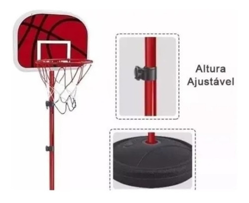Imagem 4 de 5 de Cesta De Basquete Infantil Brinquedo Regulável Até 139 Cm