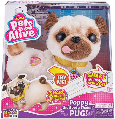 Pets Alive Poppy The Booty Shakin'pug - Cachorro De Peluche 